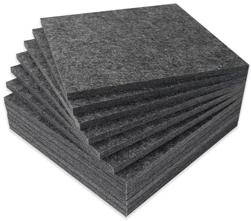BXI Thickened Sound Absorbing Panels, 12 Pack, 30 x 30 x 1.2 cm, Dense Acoustic Panels, Echo Noise Reduction, Tackable Studio Panels for Wall and Ceiling, Acoustic Treatment (Dark Grey)