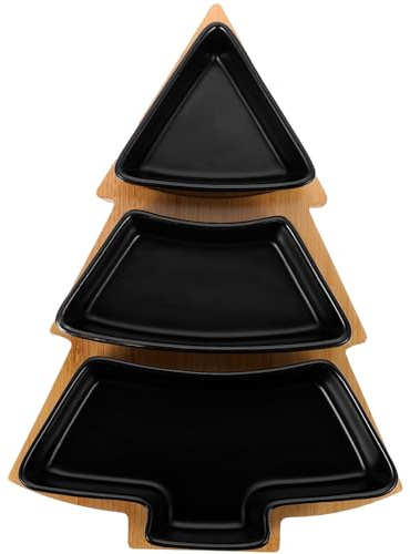 Angoily 1 Satz Weihnachtskeksdosen Christbaum-servierplatten Porzellanfach Servierplatte Weihnachten Schwarz Weihnachtsbaum-snack-tablett Gemüsefach Trockenfrüchte Dessertteller