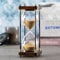Grand sablier 60 minutes, sablier décoratif en bois avec sable doré, horloge de sable 1 heure