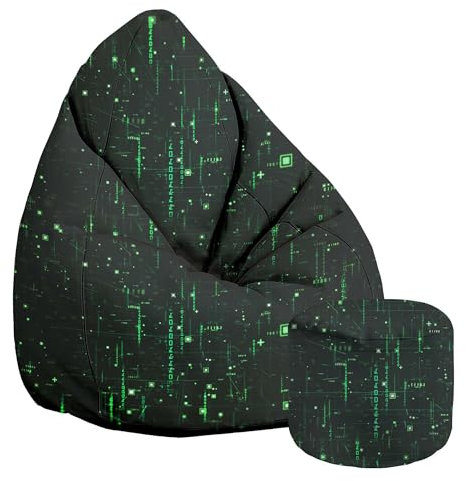 DreamRoots Sitzsack Erwachsene mit Füllung 80x80x120cm - Samt Stoff 300 gr/m2 Sitzsack mit Lehne und Hocker und Bezug - Sitzkissen Boden - Chill Sack