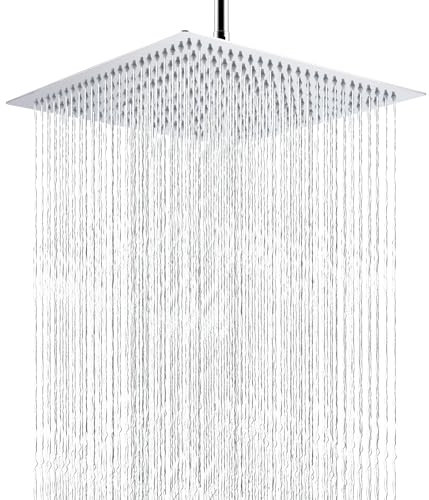 Soffione Per Doccia da 40cm, Markcco Testa Doccia Quadrato ad Alta Pressione in Inox 304, Ti Offre Un'Esperienza di Doccia Confortevole Anche a Basse Pressioni d'Acqua