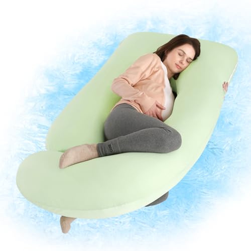 Wndy's Dream 60 inch Pregnancy Pillow with Removable Velvet Cover, Side J Type Full-Body Pillow for Back, Legs and Belly Support, Comfortable Slumber for Pregnant Women