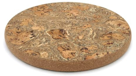 Cork Ice Grey Smoked Marble Round Trivet, Thick Chunky Non-Slip Durable Hot Pad for Hot Pans & Plates Surface Protector (Small - 145mm x 145mm x 20mm)