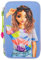 Depesche 12749 TOPModel Flash - Gefüllte 3-Fach Federtasche mit Model Motiv und buntem Grafik Muster aus Reflektor Material, Federmappe mit Buntstiften, Lineal, Schere uvm.