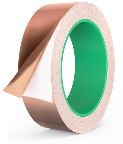 Kupferband Gegen Schnecken Hochbeet Schneckenabwehr Schneckenschutz Kupferfolienband Selbstklebend Abschirmband Schneckenfalle EMI Kapton Copper Tape für Gärten Pflanzen (50mm*20m)