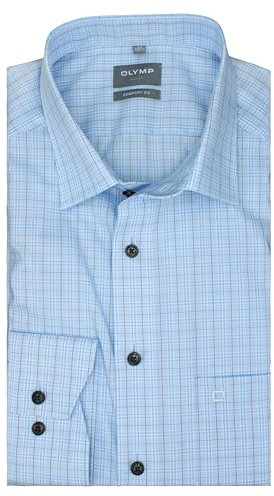 OLYMP Herren Oberhemd Langarm Luxor,Karo,Luxor Comfort fit,13 New Kent,bleu 11,43