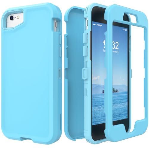 ACKETBOX Schutzhülle für iPhone SE 2022/2020,Hülle Kompatibel für iPhone 8/7,3-Fach Militärschutz, Stoßfest & Kratzgeschützt(Hellblau)