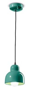 Licht-Erlebnisse Keramik Pendelleuchte rund Ø 15 cm klein schmal E27 Türkis Retro Design Hängeleuchte Esstisch Hängelampe Wohnzimmer Keramikleuchte