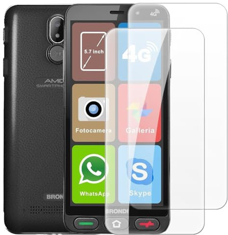 Set 2 Pellicole Protettive in Vetro Temperato Compatibile con Brondi Amico Smartphone S Nero, Anti-Graffio, Alta Trasparenza, Facile da Applicare