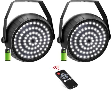 Telbum Stroboskop Batteriebetrieb, Disco Licht Wiederaufladbar Stroboskop Blitzer mit Fernbedienung, Blitzlicht Halloween Sound Aktiviert Party Lichter für Geburtstag DJ Weihnachten Hochzeit 2er-Pack