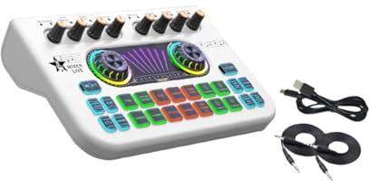 Perfeclan Scheda Mixer Audio Sound Audio Dispositivo di Modifica della Voce con Effetti sonori Multipli Scheda Audio Webcast Live Scheda Audio per, Bianco