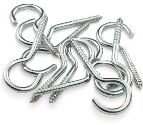 10 Stück Schraubhaken Edelstahl,Metallhaken zum Schrauben,Rostfreie Hakenschrauben mit Gewinde,Deckenhaken für Außen und Innen,Becherhaken Robuste Aufhängehaken für Holz,Anwendung im Haus,Büro,Garten