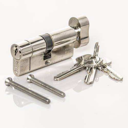 TSS High Security TS007 1 Star Thumbturn Euro Cylinder Lock, British Standard, Insurance Approved Barrel Lock and Key Sets. UPVC Door Locks. (50mm Turn Side x 40mm External (90mm Total))