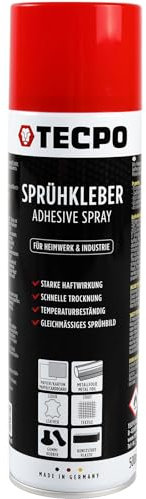 TECPO Sprühkleber, 500ml Industriekleber, Kontaktkleber Alleskleber für Leder, Schaumstoff, Kunststoff, Metall, Papier, Gummi UVM.