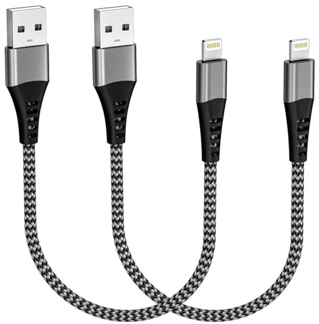 Cable Cargador iPhone 0.3M 2Pack[MFi Certificado], Nylon Trenzado Cable Lightning USB iPhone Cable para Apple iPhone 14 13 12 11 Pro Max Mini XR XS 8 7 6 Plus SE iPad