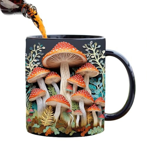 Mushroom Tea Cup - Ceramic Novelty Coffee Mug, Mushroom Coffee Mug, Elegant Drink Cup, 11oz Novelty Coffee Mug For Birthday, Offices And Home