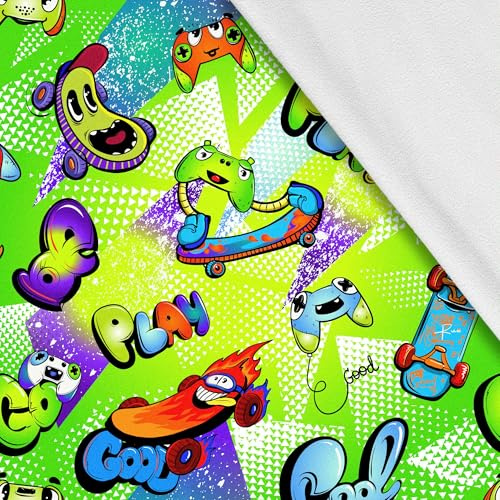 HEKO PANELS Softshell Stoff, Meterware, Skateboards, 2 Meter 150 x 200 cm | wasserfester und windfester Outdoor Stoff mit Fleece, Nähstoffe für Jacken und Overalls, funktional zum Nähen und DIY