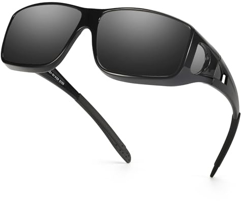 TJUTR Polarisierte Überzieh Sonnenbrille für Herrn Damen, Wrap Around Anti Blendung Überbrille Fit über Korrektionsbrille mit UV400 Schutz