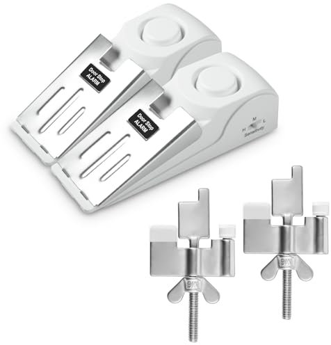 Douevo Portable Doorstop Alarm and Adjustable Portable Door Lock Provide Double Security for Home, Hotel and Traveling (2 Door Lock + 2 Door Stop)