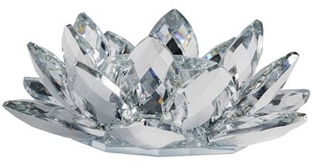 home&you - Kerzenständer Cristal, Kristallglas, Esstisch Home Deko, Kerzenhalte, Wohnzimmer, Tischdeko - Silber