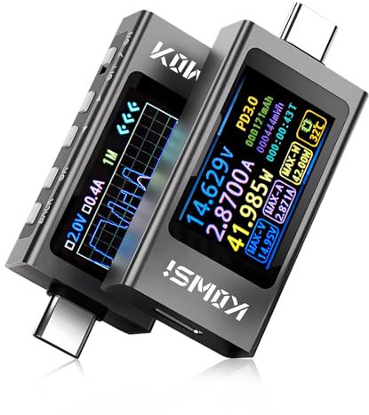 Diymore Tester USB,3.3V-40V USB-C Misuratore di Potenza Digitale Amperometro di Corrente,Rilevatore di Potenza con Misurazione della Curva,Misurazione dell'ondulazione e Funzione di Test Automatico