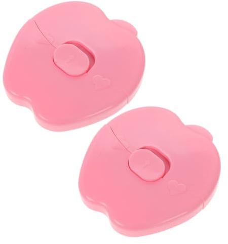 Peine Recortador de Flequillo en Forma de Manzana, 2 Unidades | Color Rosa, Plástico, Diseño Portátil y Compacto, Uso Doméstico para Bebés y Padres