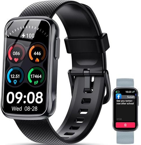 OUKITEL Smartwatch Donna Uomo, Due Cinghie 1.47” HD Orologio Smartwatch, 24+ Modalità Sportive Smart watch con Sonno/SpO2/24H Cardiofrequenzimetro, Impermeabile IP68 Fitness Tracker per Android iOS