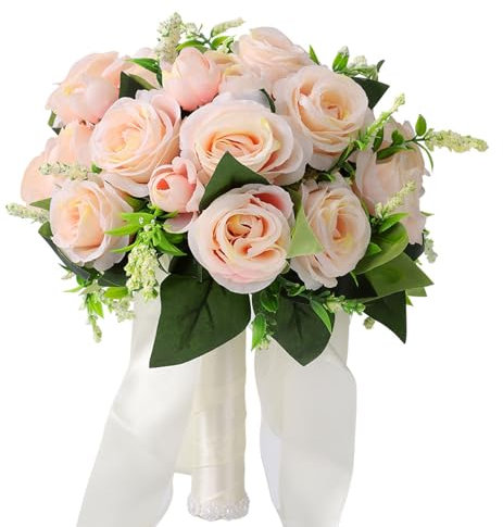 Xusxes Bouquet di Rose Finte Champagne Vintage Decorazione di Nozze Damigella D'onore Bouquet da sposa Rose Ramos de Novia Fiori da Sposa