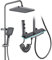 HAOMIAO Soffione Doccia con Display Temperatura LED, 4 Modalità Getto - Anticalcare, Alta Pressione, Ottone Massiccio e Scaffale Integrato (grigio)