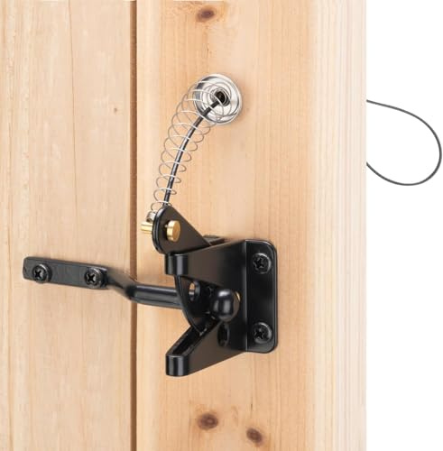 Auto-Torriegel, 2 Stück, Torriegel für Holztore, 11,6 cm, strapazierfähig, mit verstellbarem Torriegel, Kabelzug für Metall-Holzzäune