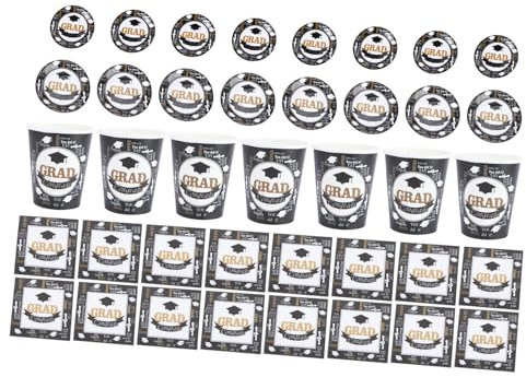 CALLARON Per Festa Posate e Bicchieri Usa e Getta Nero e Stoviglie Per Feste Motivo Tema Laurea