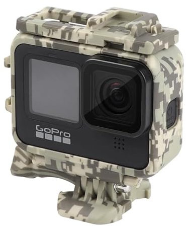 REFLEX CAMERA Camouflage Protective Frame Case for Go Pro Hero 13/12/11/10/9 – Shockproof Cover with Dual Cold Shoe Mounts, Durable Fit for Accessories, Outdoor & Adventure Filming