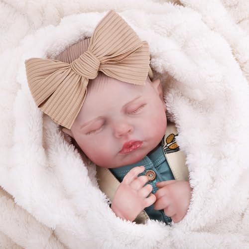 GAGAKU Reborn Mädchen Baby Puppe, 45 cm Lebensechte Babypuppen Wie Echt, Realistische Neugeborene Puppe mit Zubehör