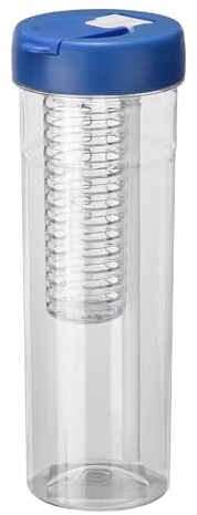 sourcing map Fruit Infuser Water Bottle 850ml / 29 oz Plastic LeakProof Shatter Proof Water Bottle with Foldable Straw for Gym Camping Travel Cold Drinks, Blue