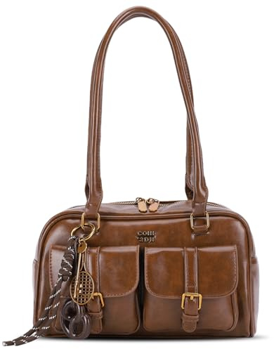 CHAMAIR Y2K Tasche Handtasche Damen PU Leder Schultertasche Shoulder Bag Women Purse Vintage Umhängetasche