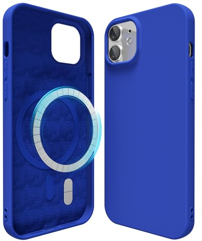oakxco für iPhone 12/ iPhone 12 Pro Hülle Magsafe Silikon Handyhülle Bunt, Ultra Dünn Slim Case Einfarbig Handy Hülle Mädchen, Magnetisch Induktives Laden Schutzhülle Matt Silikonhülle, Blau