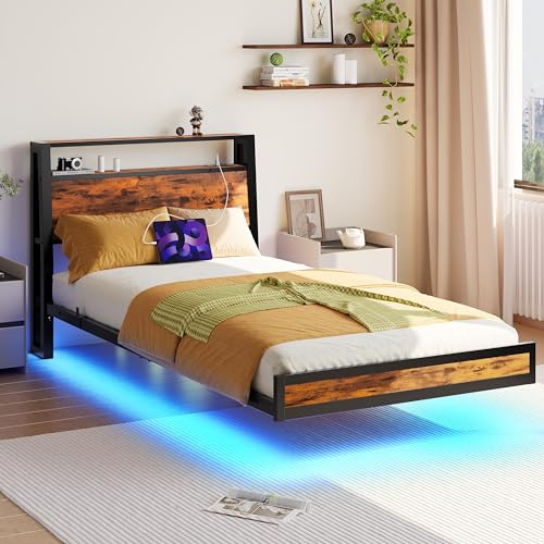JELUTE Floating Single Bed Frame, Black