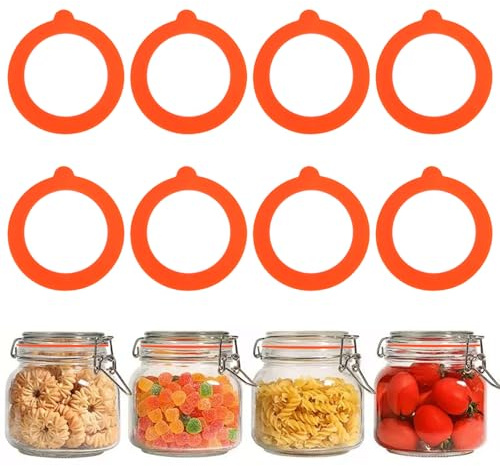 8pcs Replacement Silicone Seals for Kilner Jar Seal, Silicone Jar Gasket, Food Grade Silicone, Sturdy, Soft and Elastic Replacement-Gaskets, KilnerJar Seal Replacement & Rubber Seals for KilnerJar.