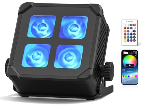 Erreyht 4x10W Stage Light Battery Waterproof, RGBWA UV LED Par Can Outdoor IP65 with Remote Control, Supports APP, IR, 2.4 GHz Wireless for Rainy Days Swimming Pool Wedding Bar Show Disco