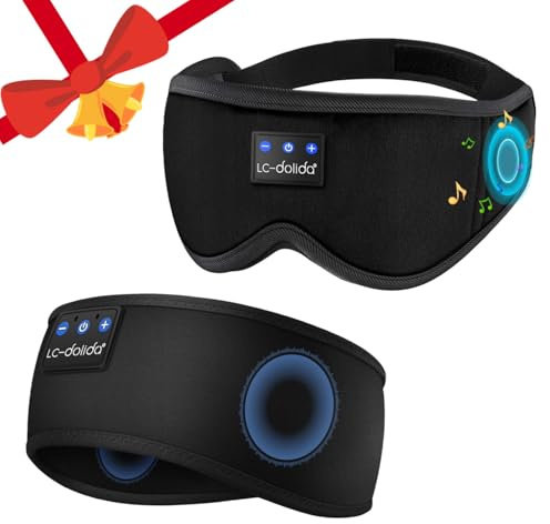 LC-dolida the Ultimate Relaxation kit - Bluetooth 3D Sleep Mask + Bluetooth Sport Headband Sleep Headphones - 100% Total Blackout, Zero Eye Pressure Eye Mask for Sleeping, Travels and Nap