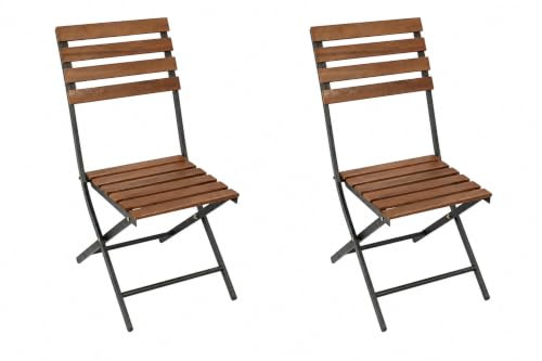 DEGAMO Gartenstuhl Klappstuhl Lienz Stahl und Akazienholz, klappbar, 2 STÜCK