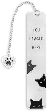Lesezeichen Katze, Edelstahl Lesezeichen Kinder, Bookmark Lese Zubehör mit Anhänger, Lustig Bücher Zubehör, Niedlich Geschenke für Leseratten Frauen Männer Lehrer Studenten