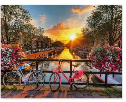Fahrräder in Amsterdam，Für Erwachsene Familie Stress Relief Puzzle Spielzeug - Familie Spaß Herausforderung Spielzeug - 1000 Teile Puzzle（50x70cm）-A1