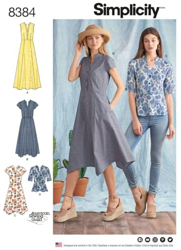 Simplicity 8384 Women's Dress with Length Variations and Top Sewing Pattern, White, U5 (16-18-20-22-24)