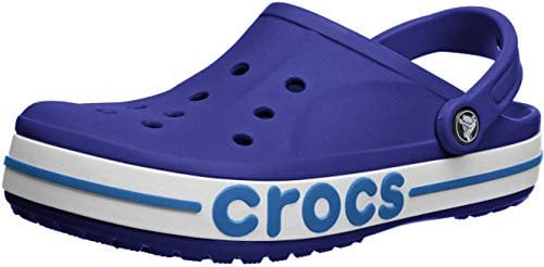 Crocs Crocband Sandals, Unisex-Kids Sandals, Lightweight and with Secure Fit, in Cerulean Blue/Ocean Strap and Stripe Detail, 5 UK Child