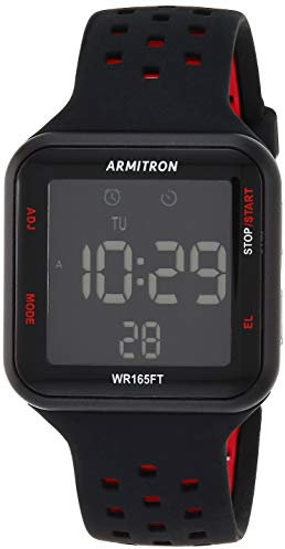 Armitron Sport Unisex Digital Chronograph Silicone Strap Watch, 40/8417 Black/Red