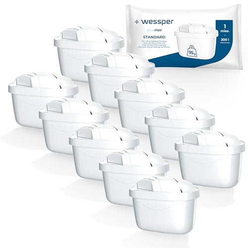 Wessper Cartucce filtranti per il Trattamento dell'Acqua 10 Unità | Compatibili con Brita Maxtra + | Riduce Cloro, Calcare e Impurità