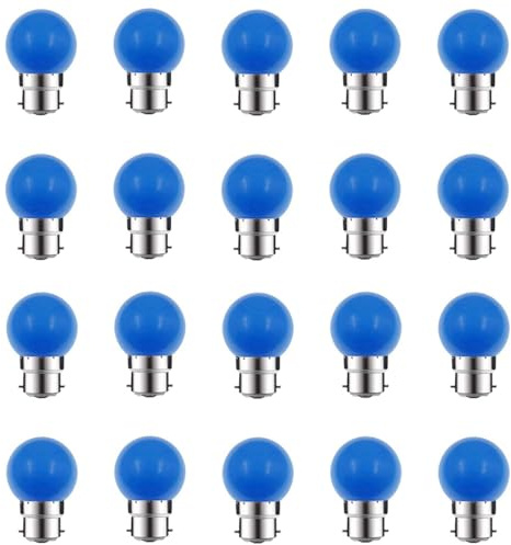 ZFQ 20 Pack B22 Bayonet Colored LED Light Bulbs 2W G45 Golf Ball Mini Globe Bulb Lighting Bulbs,Blue for Outdoor Indoor String Patio Garden Party Christmas, Tree, Fairy Party Night Lights