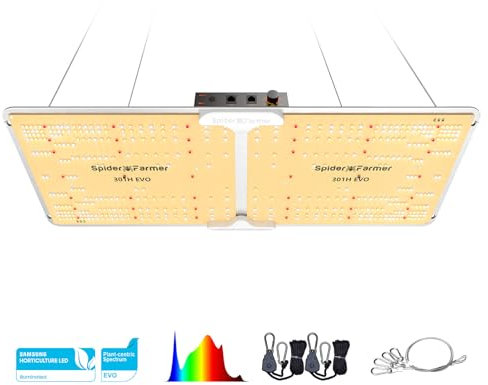 SPIDER FARMER SF2000 EVO LED Grow Lights with Samsung LM301H EVO High Efficiency & Dimmable Lights Full Spectrum Growing Lamp for Indoor Plants Hydroponics Veg Bloom for 4x2 Grow Tent 200W