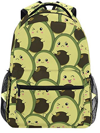Linomo Niedlicher Avocado-Rucksack, Tagesrucksack, für Camping, Wandern, Reisen, Schulranzen für Kinder, Jungen, Mädchen, Männer, Frauen